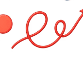 A curving red arrow pointing upward — progress over time