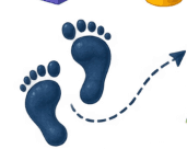 A pair of footprints on a dotted path — each step matters for Robert
