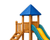 A colourful playground slide and climbing frame