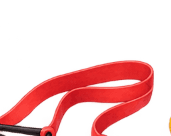 A red resistance band — strength and functional movement exercise