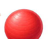 A large red exercise ball used in play and therapy