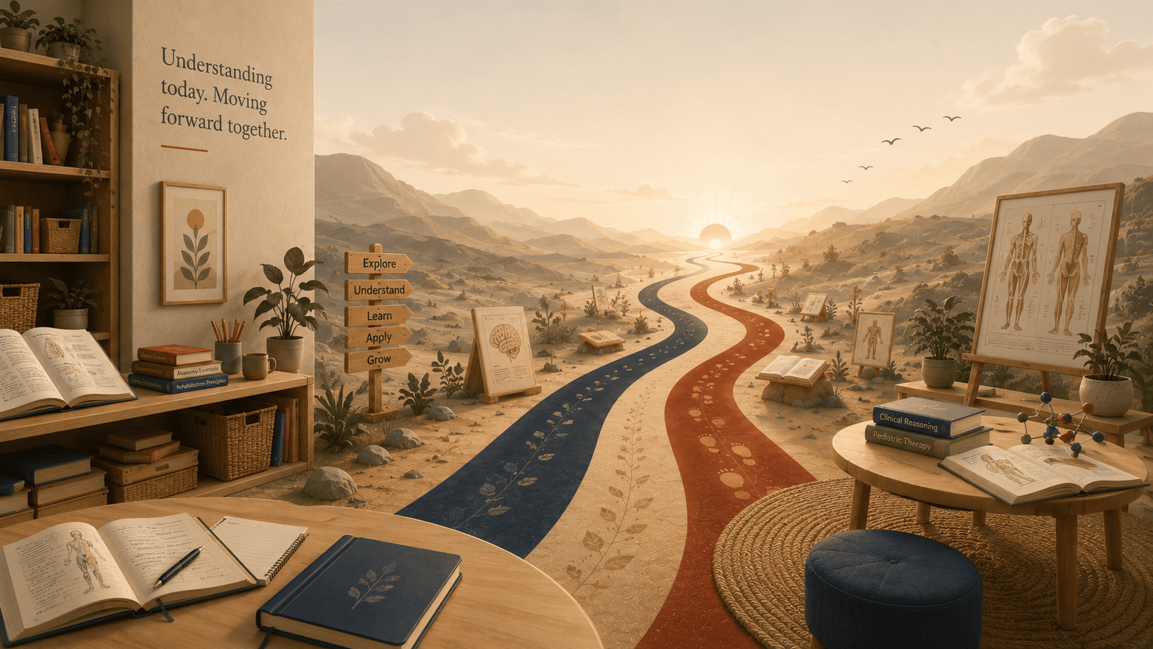 A cinematic window opening toward light and distance — the beginning of understanding